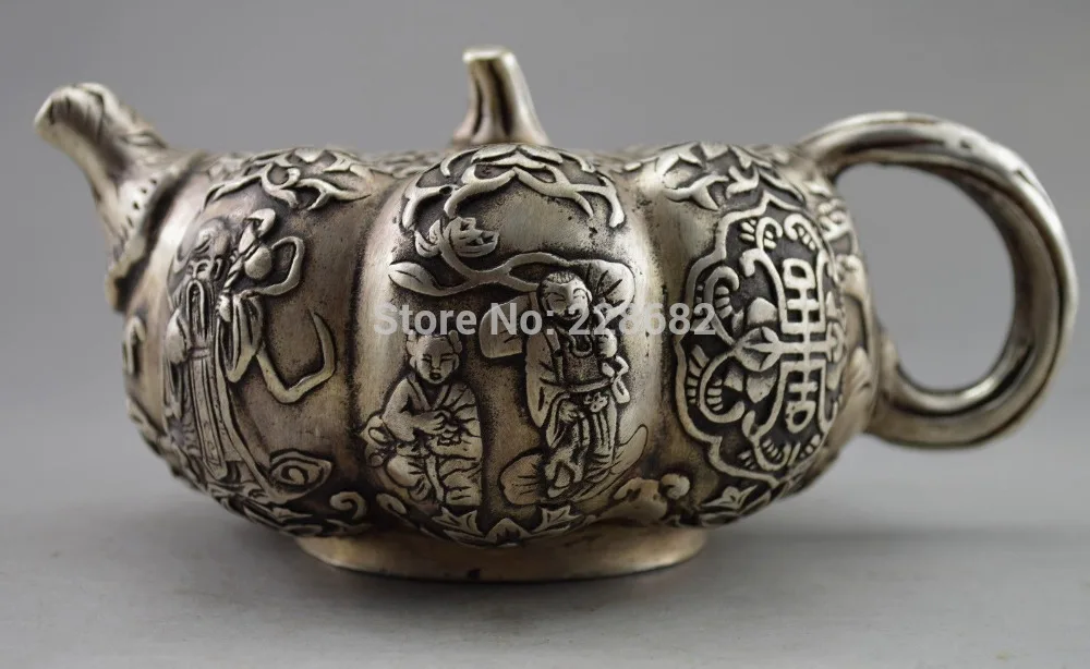 Collectible Decorated Old Handwork Tibet Silver Pumpkin Immortal Child Teapot Statue fast Shipping
Collectible Decorated Old Handwork Tibet Silver Pumpkin Immortal Child Teapot Statue fast Shipping