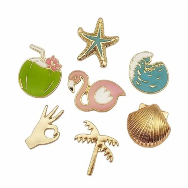 WKOUD Summer Hawaii Holiday Coconut Palm Tree Ocean Sea Wave Brooch Pins flamingo Starfish Shell Booch For Enamel badge Jewelry
WKOUD Summer Hawaii Holiday Coconut Palm Tree Ocean Sea Wave Brooch Pins flamingo Starfish Shell Booch For Enamel badge Jewelry