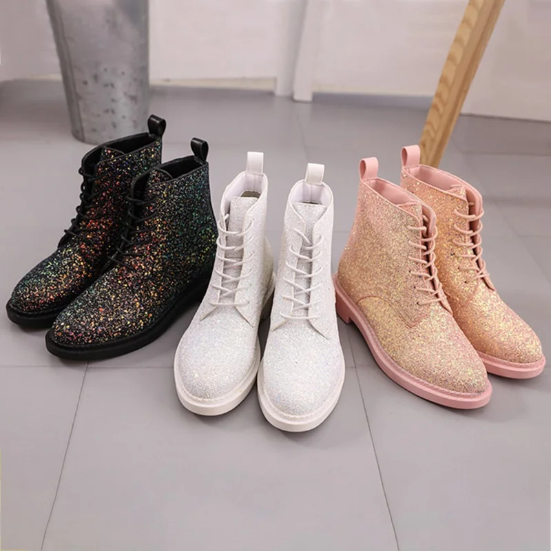 Hot Sale Women Ankle Boots Heels Female Shoes Woman Autumn Glitter Lace Up Boots Casual Bling Colorful Shose
Hot Sale Women Ankle Boots Heels Female Shoes Woman Autumn Glitter Lace Up Boots Casual Bling Colorful Shose