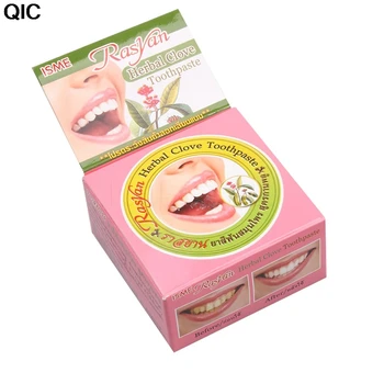 25g Thailand Original Herbal Clove Toothpaste Anti-bacteria Whitening Remove Smoke Tea Yellow Stains Plaque to Halitosis
25g Thailand Original Herbal Clove Toothpaste Anti-bacteria Whitening Remove Smoke Tea Yellow Stains Plaque to Halitosis