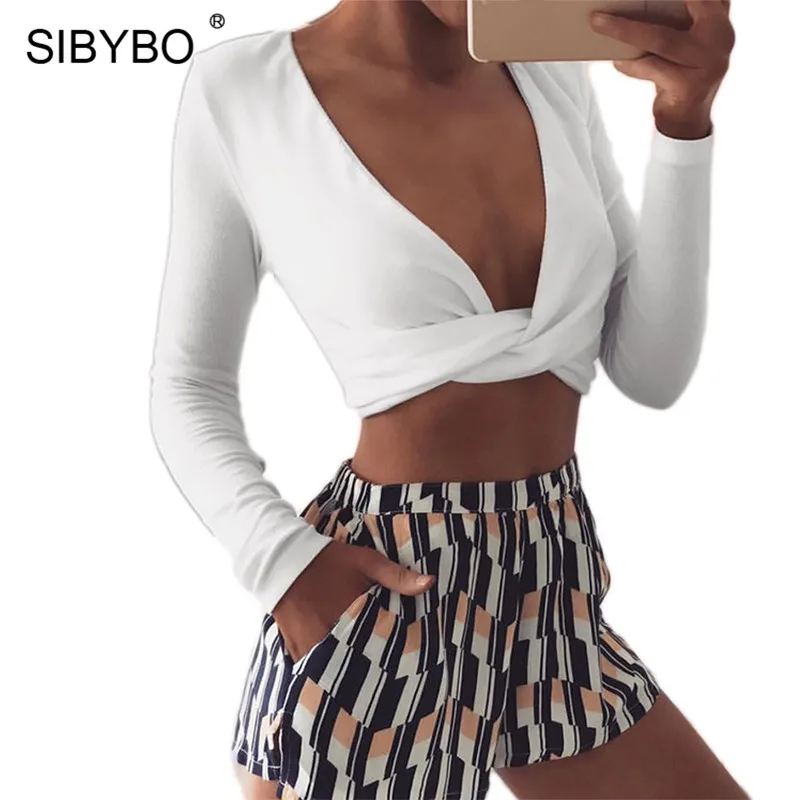 Sibybo Deep V-Neck Cross Short Women Tshirt Fashion Long Sleeve Bandage Sexy Crop Top Women Autumn Solid Casual Tops for Women
Sibybo Deep V-Neck Cross Short Women Tshirt Fashion Long Sleeve Bandage Sexy Crop Top Women Autumn Solid Casual Tops for Women