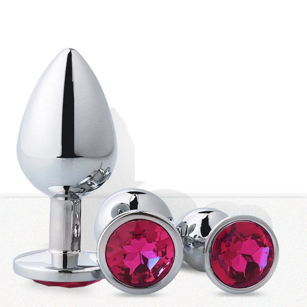 3 Pcs Metal Anal Plug Set Butt Expander Crystal Sex Toys Products For Woman