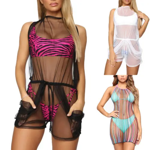 Women Sexy Mesh See-through Bodysuit Sleeveless Playsuit Ladies Beach Cover up Summer Bikini Cover-up Woman Beachwear S-XL
Women Sexy Mesh See-through Bodysuit Sleeveless Playsuit Ladies Beach Cover up Summer Bikini Cover-up Woman Beachwear S-XL