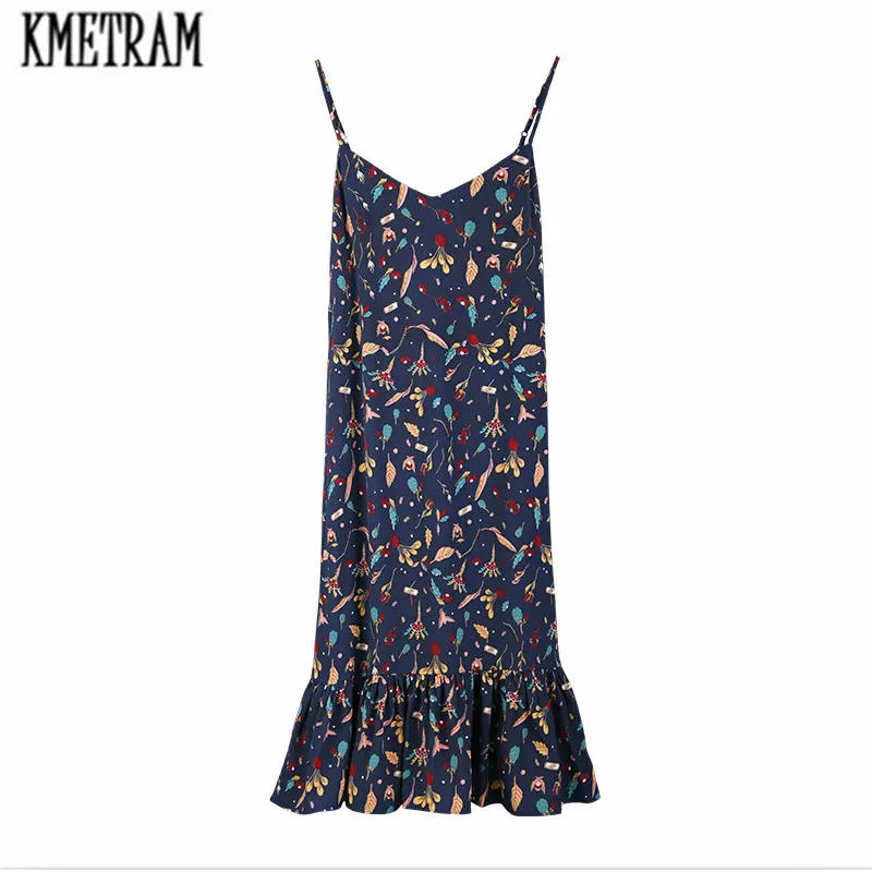 Летнее платье KMETRAM шифоновое в Корейском стиле с цветочным принтом и лепестками