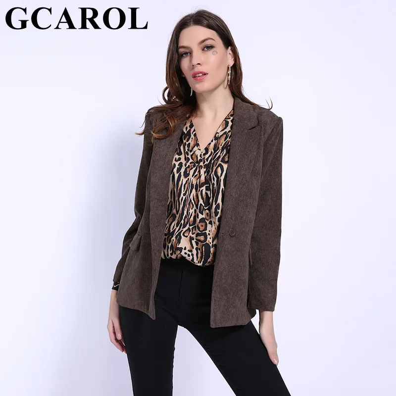 GCAROL 2019 Early Spring Notched Women Corduroy Blazer 2 Pockets Double Breasted Elegant OL Work Suit Perfect Basics Outwear
GCAROL 2019 Early Spring Notched Women Corduroy Blazer 2 Pockets Double Breasted Elegant OL Work Suit Perfect Basics Outwear