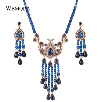 Wbmqda 2 Pcs/lot Blue Natural Stone Necklace And Earrings For Women Antique Gold Crystal Ethnic Vintage Wedding Jewelry Sets
Wbmqda 2 Pcs/lot Blue Natural Stone Necklace And Earrings For Women Antique Gold Crystal Ethnic Vintage Wedding Jewelry Sets