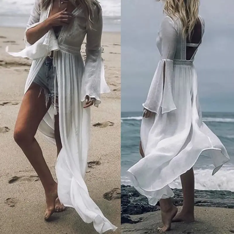 Celmia Sexy White Lace Kimono Cardigan Women Long Blouse Summer Backless Tunic Tops Casual Flare Sleeve Beach Cover Up Plus Size
Celmia Sexy White Lace Kimono Cardigan Women Long Blouse Summer Backless Tunic Tops Casual Flare Sleeve Beach Cover Up Plus Size