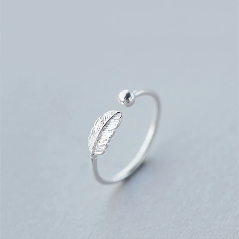 Кожаные простые кольца в форме листа из стерлингового серебра 925 пробы модный