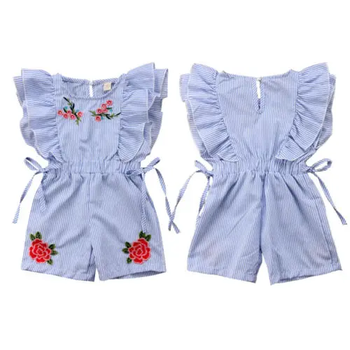 New Trendy Toddler Girl Flower Romper Embroidered Floral Striped Ruffle Jumpsuit Summer Clothes Sleeveless Princess Bow Romper
New Trendy Toddler Girl Flower Romper Embroidered Floral Striped Ruffle Jumpsuit Summer Clothes Sleeveless Princess Bow Romper