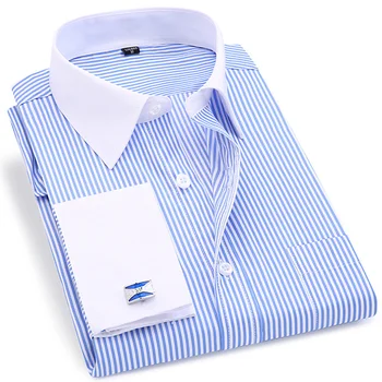 French Cufflinks Men Shirt Long Sleeve Casual Slim Fit 6XL 5XL 4XL Large Size Striped Shirt Men French Cuff Mens Dress Shirts 
French Cufflinks Men Shirt Long Sleeve Casual Slim Fit 6XL 5XL 4XL Large Size Striped Shirt Men French Cuff Mens Dress Shirts