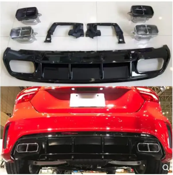 NEW 4 Outlet PP Rear Bumper Diffuser with Exhaust Tips For BENZ W176 A Class A45 2013 2014 2015 2016 2017 2018
NEW 4 Outlet PP Rear Bumper Diffuser with Exhaust Tips For BENZ W176 A Class A45 2013 2014 2015 2016 2017 2018