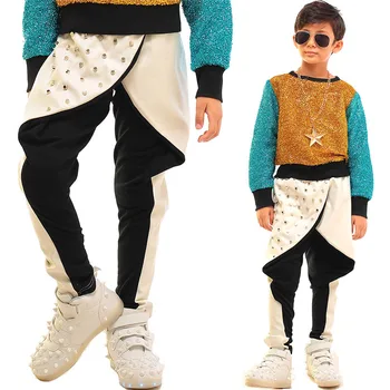 Adult Kids Rivet Faux Leather Sweatpants Loose Panelled Patchwork Women Men Spliced Pants White Black Harem Hip hop dance pants
Adult Kids Rivet Faux Leather Sweatpants Loose Panelled Patchwork Women Men Spliced Pants White Black Harem Hip hop dance pants