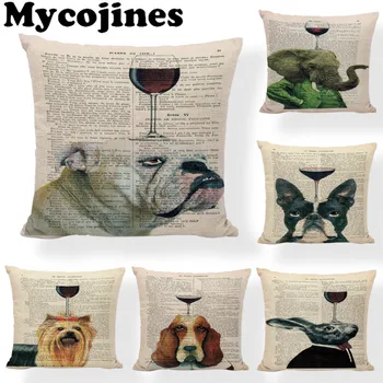 Cushion Cover Retro Newspaper Background Red Wine Cup 45*45cm Dog Pug Home Office Couch Rock Chair Decor Gift Pillow Cases
Cushion Cover Retro Newspaper Background Red Wine Cup 45*45cm Dog Pug Home Office Couch Rock Chair Decor Gift Pillow Cases