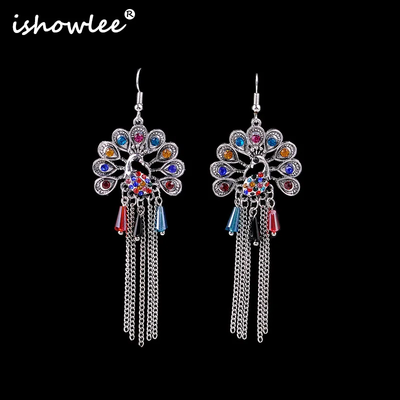 ISHOWLEE Luxury Peacock Boho 2019 Women's Hanging Earrings Fashion Crystal Vintage Chain Tassel Long Earrings Jewellery bxc02
ISHOWLEE Luxury Peacock Boho 2019 Women's Hanging Earrings Fashion Crystal Vintage Chain Tassel Long Earrings Jewellery bxc02