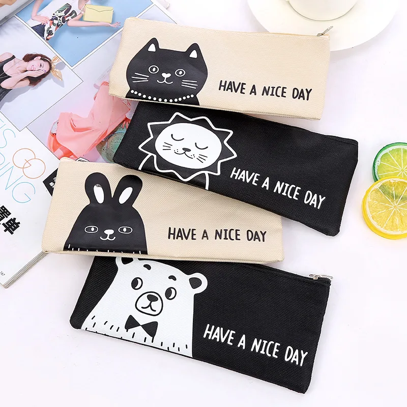 Creative contracted cute canvas pencil case bag Large capacity pen bag cartoon animals
Creative contracted cute canvas pencil case bag Large capacity pen bag cartoon animals