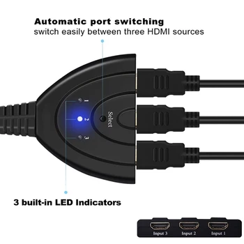 NEW Mini 3 Port HDMI Splitter Adapter Cable 1.4b 4K*2K 1080P Switcher HDMI Switch 3 in 1 out Port Hub for HDTV Xbox PS3 PS4
NEW Mini 3 Port HDMI Splitter Adapter Cable 1.4b 4K*2K 1080P Switcher HDMI Switch 3 in 1 out Port Hub for HDTV Xbox PS3 PS4