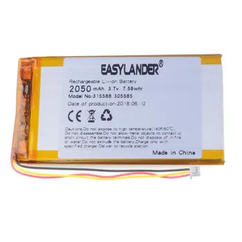 3-Wire Li-Polymer rechargeable batteries E-book 3.7V 2050 mAh 315586 MP3 MP4 power bank DVD DVR GPS PDA 305585 onyx boox battery
3-Wire Li-Polymer rechargeable batteries E-book 3.7V 2050 mAh 315586 MP3 MP4 power bank DVD DVR GPS PDA 305585 onyx boox battery