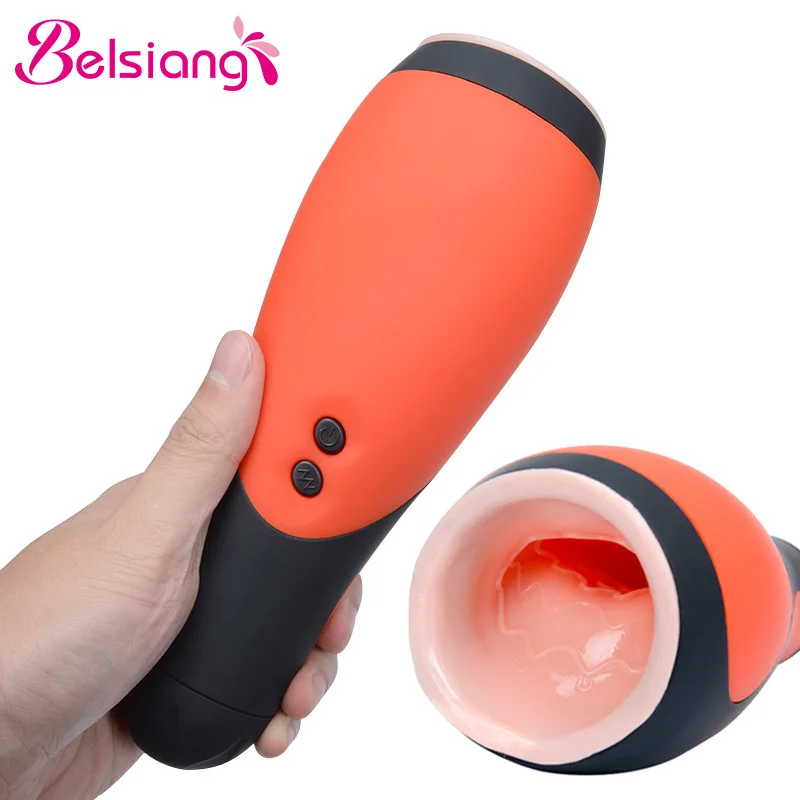

Belsiang Blowjob Oral Masturbator Cup Deep Throat 30 Speed Electric Male Masturbator Vibrator Erotic Toys Adult Sex Toys for Men