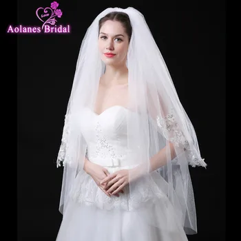 AOLANES 1.5m Ivory Two Layer Tulle Lace Edge Wedding Veils Short Bridal Veil Voile Mariage Wedding Accessories 2018 Real Photos
AOLANES 1.5m Ivory Two Layer Tulle Lace Edge Wedding Veils Short Bridal Veil Voile Mariage Wedding Accessories 2018 Real Photos