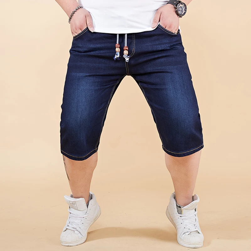 2018 Men Summer Shorts Mens Ripped Jeans Brand Denim Short Trousers Bermuda Masculina Deep/Light Blue Plus Size 28-46 48 | Мужская