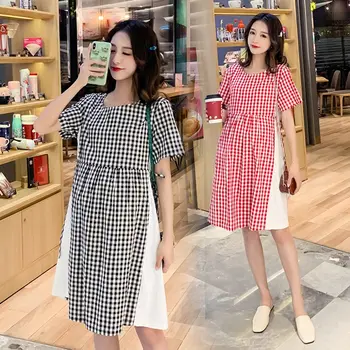 Summer new fashion maternity dress plaid fake two pieces stitching Korean version of loose pregnant women skirt
Summer new fashion maternity dress plaid fake two pieces stitching Korean version of loose pregnant women skirt