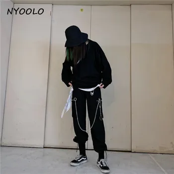 NYOOLO Autumn winter Hip hop dance Cargo Pants big pockets elastic waist full length zipper black pants women/men streetwear
NYOOLO Autumn winter Hip hop dance Cargo Pants big pockets elastic waist full length zipper black pants women/men streetwear