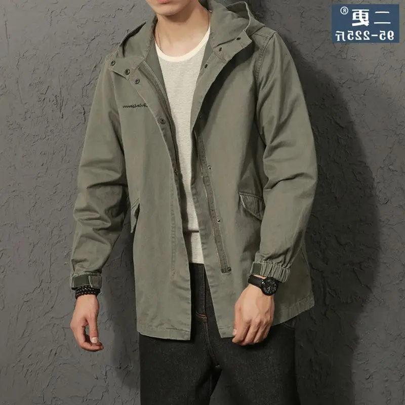 Spring and Autumn Hooded Jacket Men's Mid-length Tooling Windbreaker Loose Casual Coat Jacket Windbreaker
Spring and Autumn Hooded Jacket Men's Mid-length Tooling Windbreaker Loose Casual Coat Jacket Windbreaker