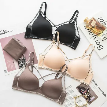 Wasteheart Women Fashion Sexy Lingerie Letter Printed Bralette Cotton Panties Cross Straps Wireless Bra Sets Underwear Cup A B
Wasteheart Women Fashion Sexy Lingerie Letter Printed Bralette Cotton Panties Cross Straps Wireless Bra Sets Underwear Cup A B