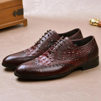 Luxury Alligator Man Formal Dress Brogue Shoes Genuine Leather Wedding Oxfords Round Toe Breathable Men's Party Footwear SS382
Luxury Alligator Man Formal Dress Brogue Shoes Genuine Leather Wedding Oxfords Round Toe Breathable Men's Party Footwear SS382