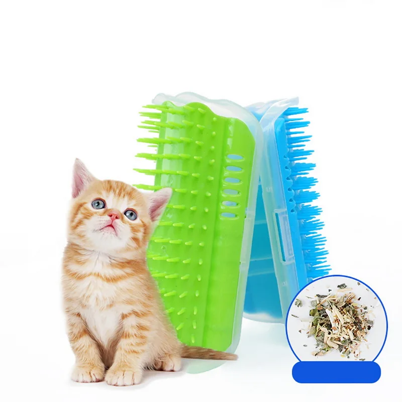 

Grooming Tool Hair Removal Brush Comb For Cats Hair Shedding Trimming Dog Cat Massage Device Pet Cat Self Groomer With Catnip