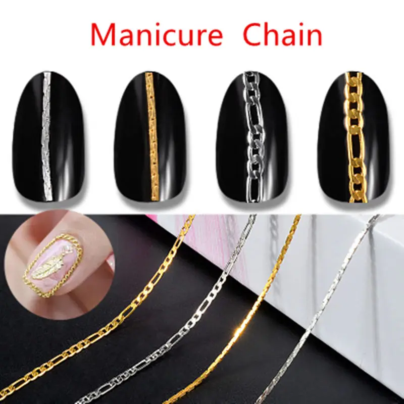 50cm Nail Art Chain Striping Jewelry Decoration Charm Metal Gold Silver Hollow 3D Tips DIY Design Line Accessories Manicure Tool
50cm Nail Art Chain Striping Jewelry Decoration Charm Metal Gold Silver Hollow 3D Tips DIY Design Line Accessories Manicure Tool