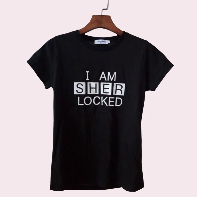 Hot Sherlock Holmes women t-shirt I Am Sher Locked print funny cotton casual tee shirt femme fashion brand harajuku punk tops
Hot Sherlock Holmes women t-shirt I Am Sher Locked print funny cotton casual tee shirt femme fashion brand harajuku punk tops