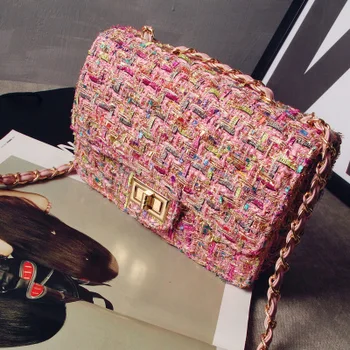2019 new women fashionable woolen lock small square bag shoulder bag Messenger bag chain bag
2019 new women fashionable woolen lock small square bag shoulder bag Messenger bag chain bag