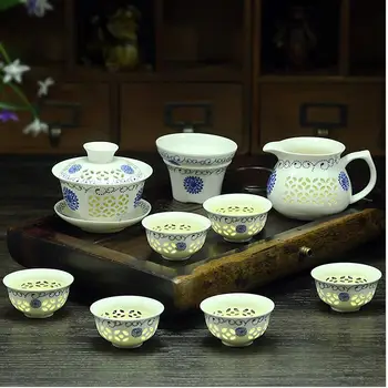 TeaPot 9 Pcs Kung Fu Tea Set,Ceramic Tea cup,Blue and White TeaPot,Bone China GaiWan,Tea Sea,Porcelain Filte,Tea service
TeaPot 9 Pcs Kung Fu Tea Set,Ceramic Tea cup,Blue and White TeaPot,Bone China GaiWan,Tea Sea,Porcelain Filte,Tea service