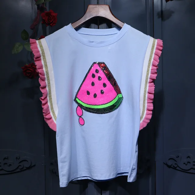 Women Summer Sequined Pattems Butterfly Sleeve Cotton Tshirts Tees Knitted Ruffles Patchwork Jumper Tops
Women Summer Sequined Pattems Butterfly Sleeve Cotton Tshirts Tees Knitted Ruffles Patchwork Jumper Tops