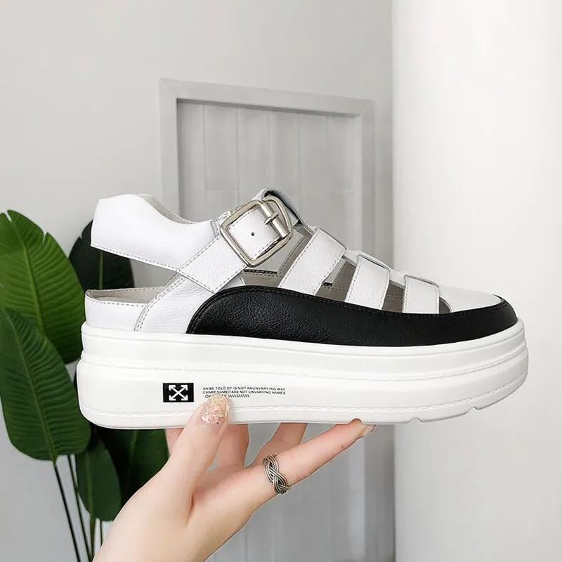 Leather women's sandals Korean casual wild Rome thick sponge cake hollow women's sandals 2019 new fashion soft white shoes
Leather women's sandals Korean casual wild Rome thick sponge cake hollow women's sandals 2019 new fashion soft white shoes