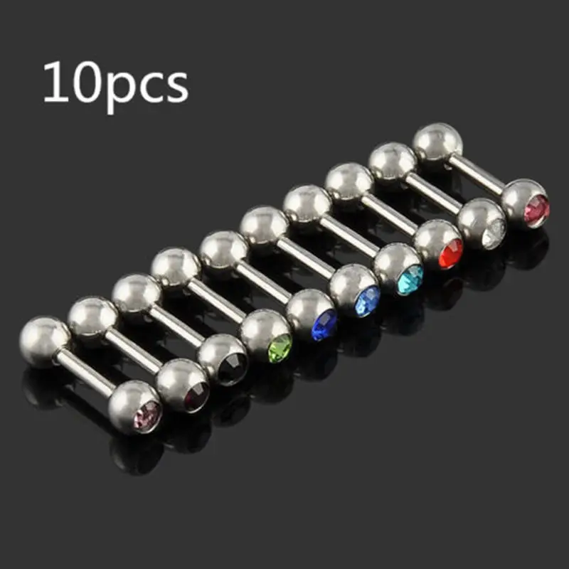 10pcs Double Side Ball Fashion 316L Surgical Steel Mixed Colors Tongue Tounge Rings Bars Barbell Tongue Piercing Body Jewelry
10pcs Double Side Ball Fashion 316L Surgical Steel Mixed Colors Tongue Tounge Rings Bars Barbell Tongue Piercing Body Jewelry