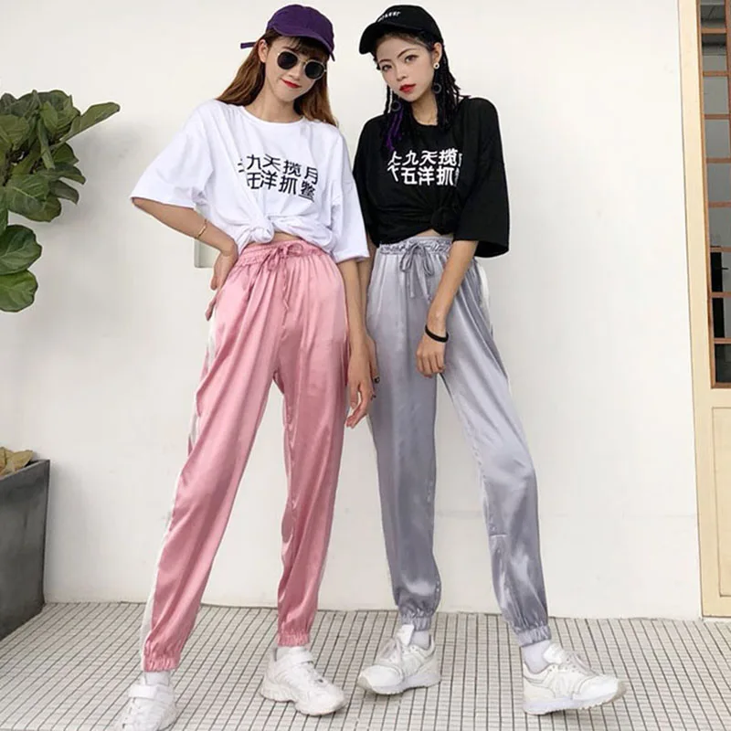 Solid Womens Casual Trousers Korea Style Loose Joggers Pants High Waist Sweatpants Streetwear Harem Elastic Waist Drawstri
Solid Womens Casual Trousers Korea Style Loose Joggers Pants High Waist Sweatpants Streetwear Harem Elastic Waist Drawstri