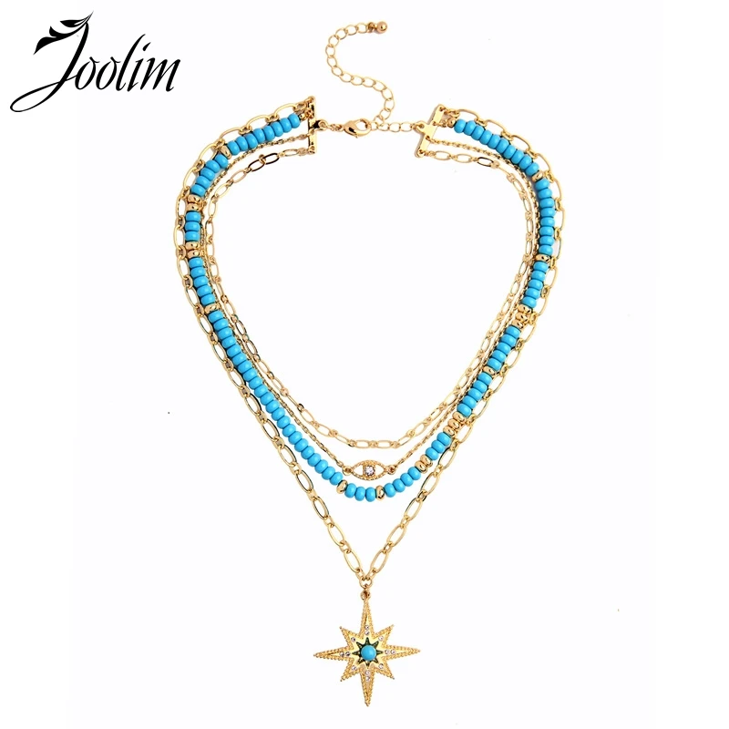 Joolim Jewelry Wholesale Turkey Blue Bead Layered Necklace Folk Style Statement Necklace
Joolim Jewelry Wholesale Turkey Blue Bead Layered Necklace Folk Style Statement Necklace