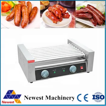 stainless steel electric hot dog roller machine maker with 9 rollers