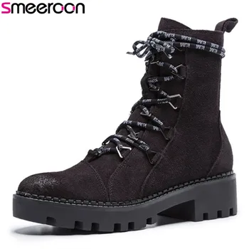 Smeeroon 2020 fashion autumn boots women round toe med heels ankle boots lace up+zipper high quality cow suede leather boots
Smeeroon 2020 fashion autumn boots women round toe med heels ankle boots lace up+zipper high quality cow suede leather boots