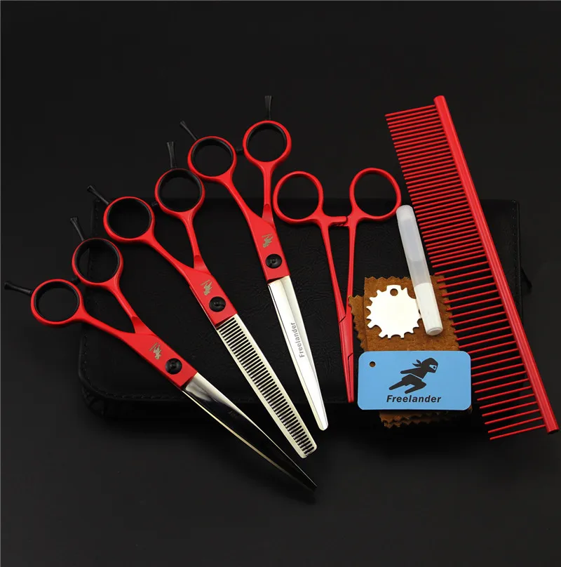 7inch Red Handle Pet grooming scissors sets,pet scissors,STRAIHT & THINNING & CURVED scissors 3pcs/ set
7inch Red Handle Pet grooming scissors sets,pet scissors,STRAIHT & THINNING & CURVED scissors 3pcs/ set