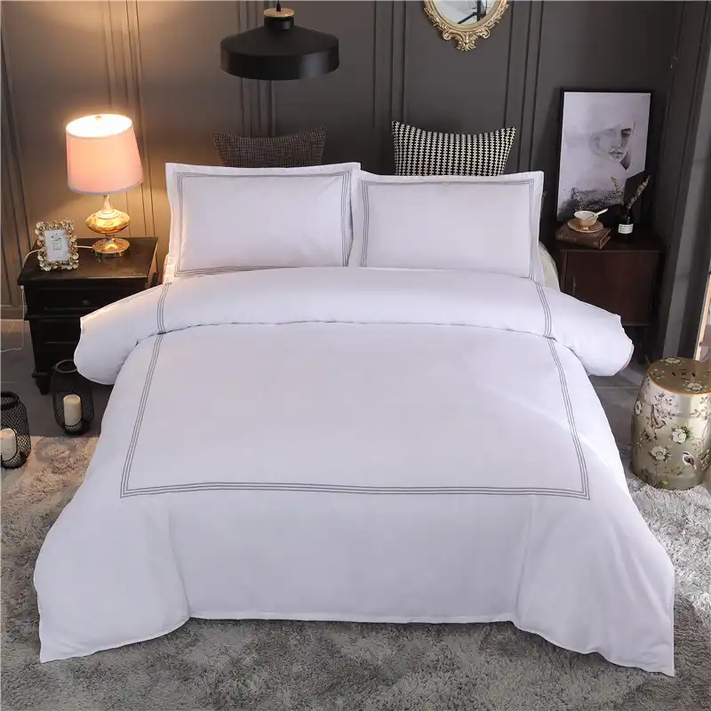 Bonenjoy Hotel Bedding Set Queen King Size White Color Embroidered