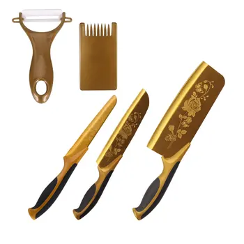 2017 New 5pcs Gold Titanium Rose Peony Flower print Knife Set Chef Paring Fruit Knife Vegetable Knives Cooking Tool
2017 New 5pcs Gold Titanium Rose Peony Flower print Knife Set Chef Paring Fruit Knife Vegetable Knives Cooking Tool
