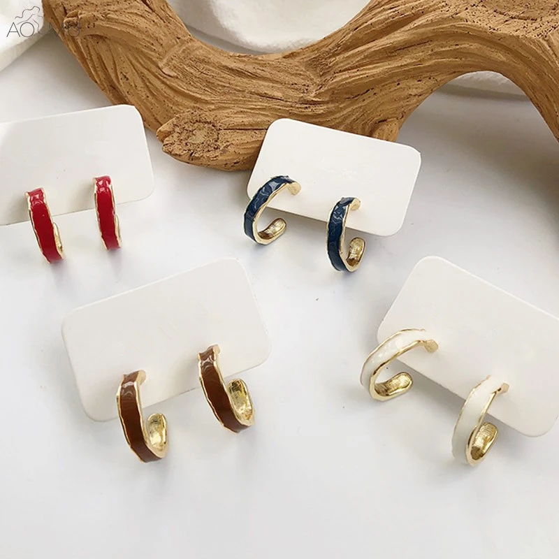 AOMU 2019 Korean Simple Vintage Enamel Metal Color Geometric C Shaped Hoop Earrings for Women Girl Party Jewelry Gift Brincos
AOMU 2019 Korean Simple Vintage Enamel Metal Color Geometric C Shaped Hoop Earrings for Women Girl Party Jewelry Gift Brincos