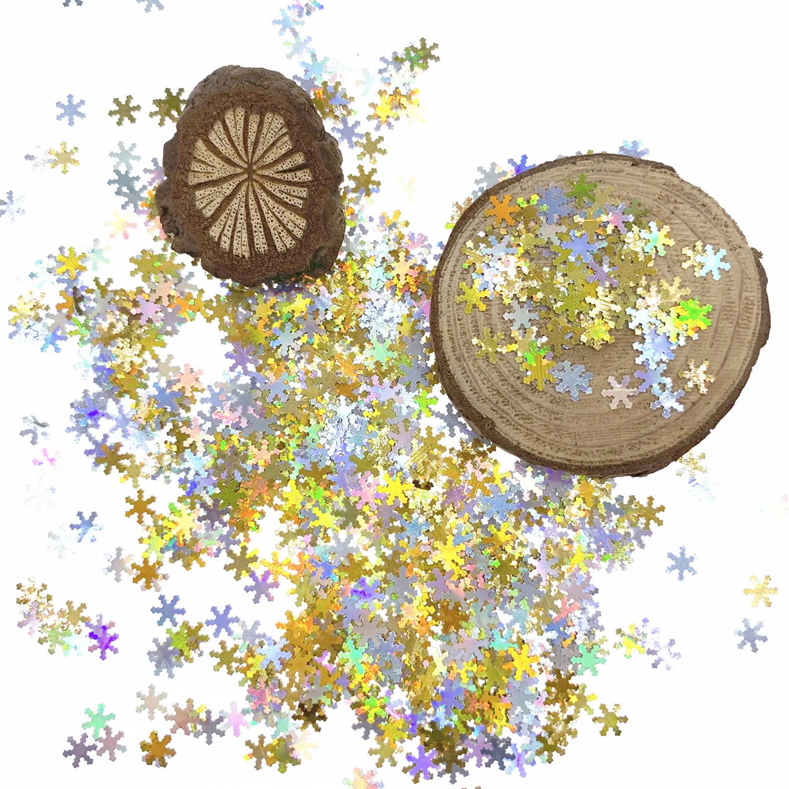 BAG OF GOLD /& SILVER SNOWFLAKE SEQUINS