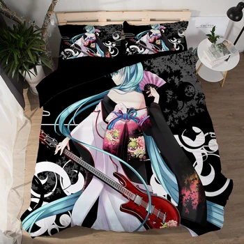 Japanese Anime Characters black music Hatsune Miku Bedding Set 3/4pcs kid duvet cover bed flat sheet Children gift Home textiles
Japanese Anime Characters black music Hatsune Miku Bedding Set 3/4pcs kid duvet cover bed flat sheet Children gift Home textiles