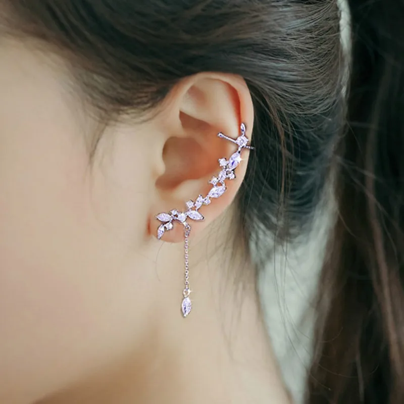 1pair 925 Sterling Silver Full CZ Crystal Leaf Branch Ear Climber Elegant Women Fashion Wedding Party Birthday Gifts Earrings
1pair 925 Sterling Silver Full CZ Crystal Leaf Branch Ear Climber Elegant Women Fashion Wedding Party Birthday Gifts Earrings