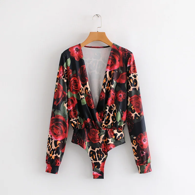 Women Retro sexy deep v neck red rose leopard print bodysuits shirt female casual siamese blouse playsuits blusas tops LS3094
Women Retro sexy deep v neck red rose leopard print bodysuits shirt female casual siamese blouse playsuits blusas tops LS3094