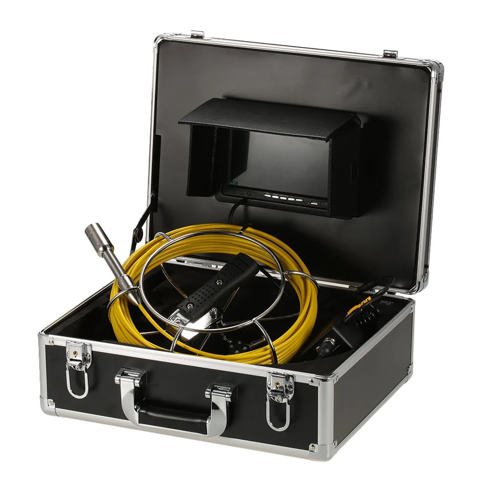 23mm Lens 20M Fiberglass Cable Waterproof 7" LCD Handheld Drain Pipe Inspection Camera System With 12Pcs White LED Lights
23mm Lens 20M Fiberglass Cable Waterproof 7" LCD Handheld Drain Pipe Inspection Camera System With 12Pcs White LED Lights